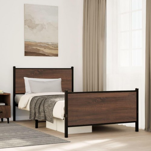 Sengeramme 107 x 203 cm - brun egetræ