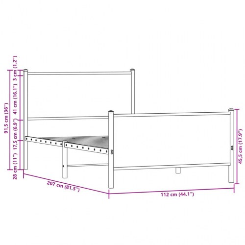 Sengeramme 107 x 203 cm - brun egetræ