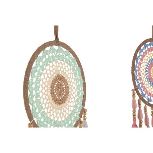 Hængende dekoration Home ESPRIT Grøn Multifarvet Koral Boho (2 enheder)