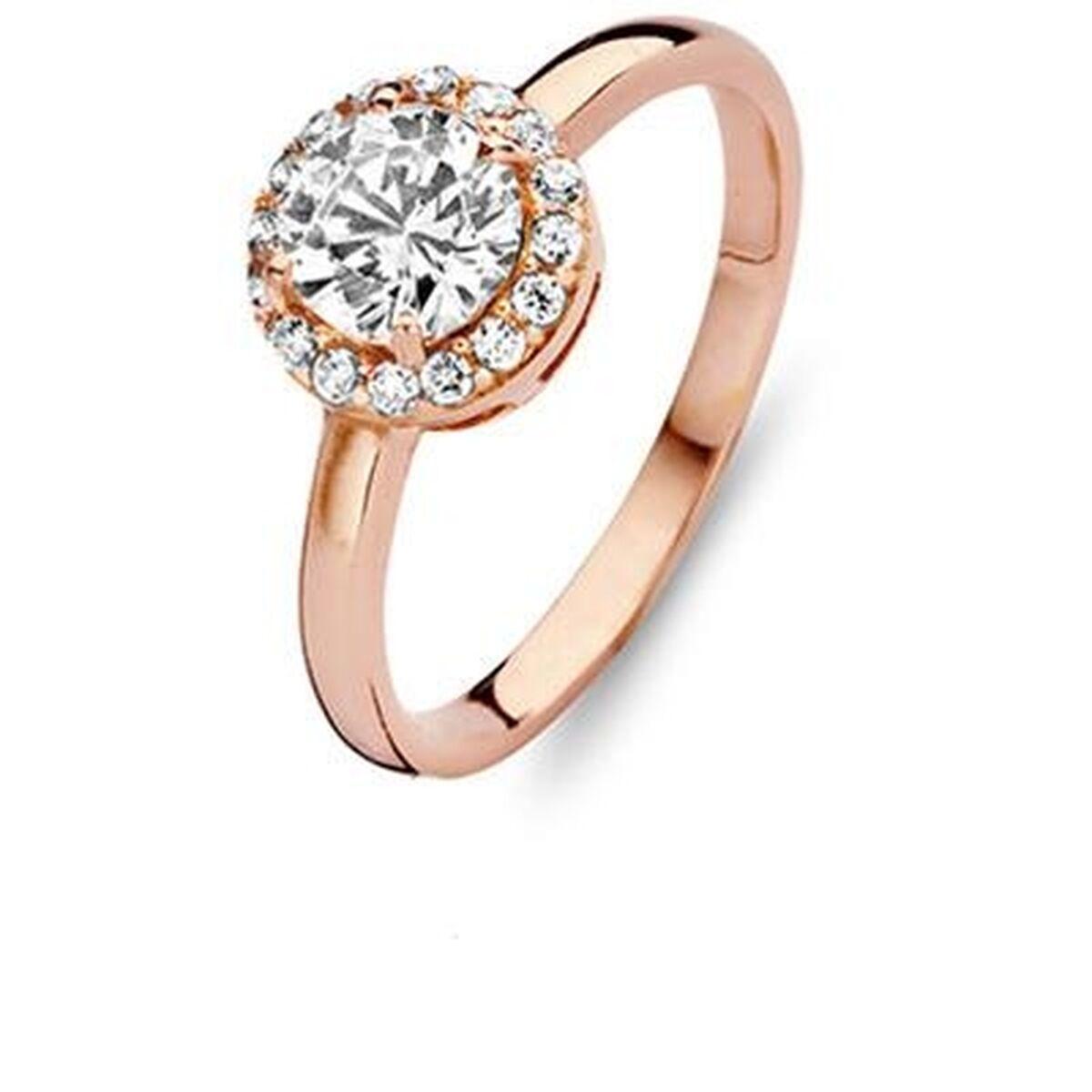 New Bling dame-ring str. 20 - elegant roséguld-look med klar sten