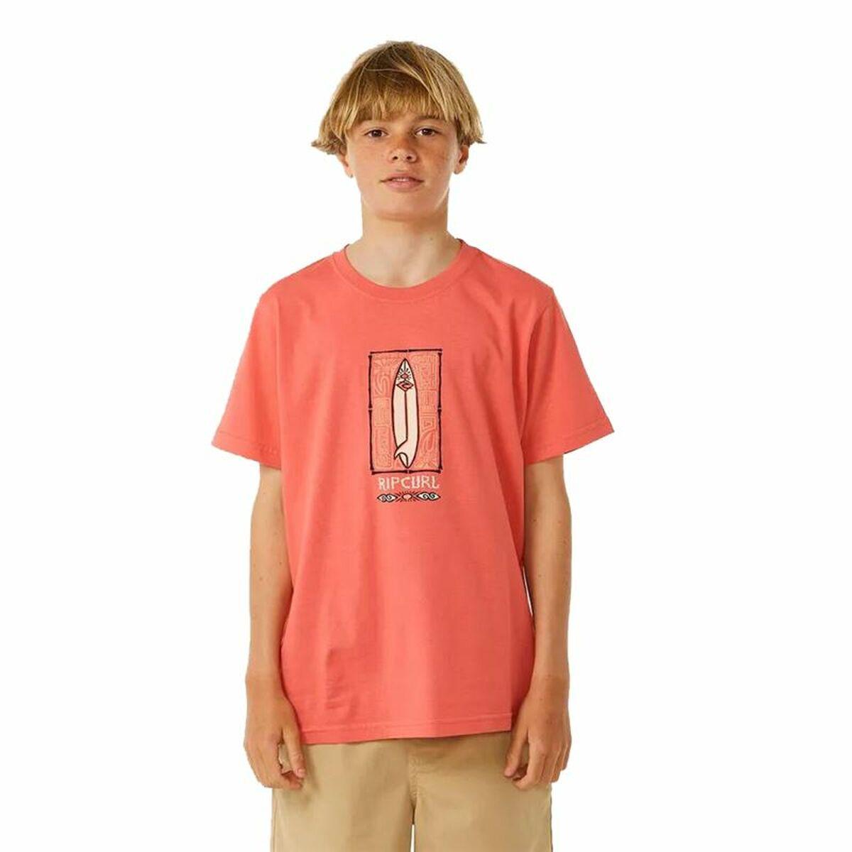 Kortærmet T-shirt til Mænd Rip Curl Lost Island Orange 12 år