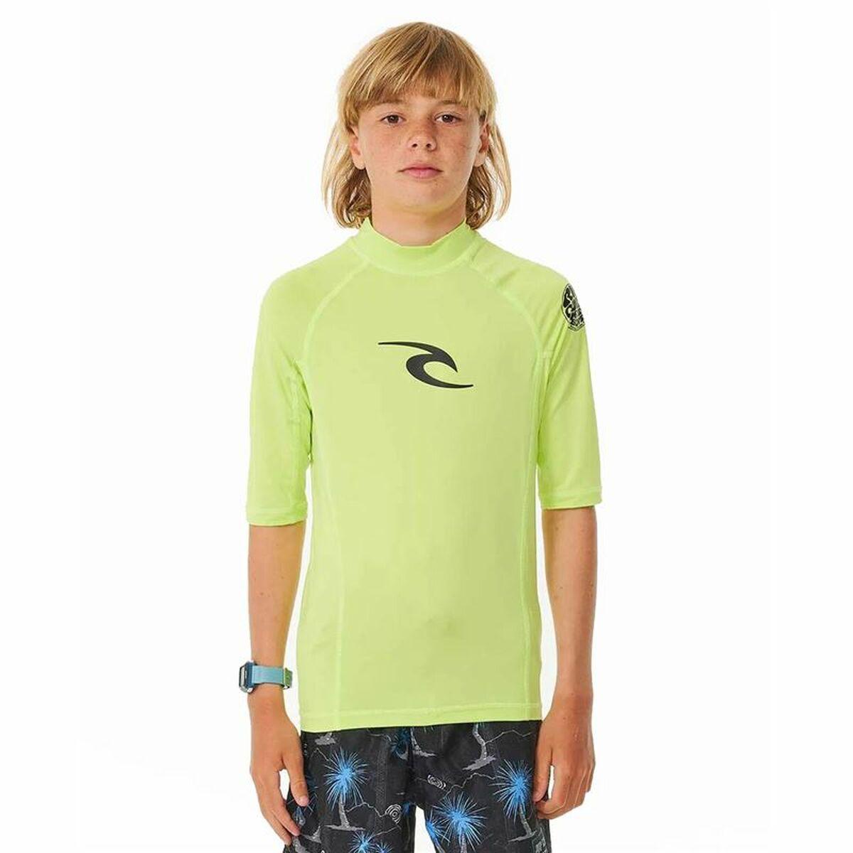 Rip Curl Wave kortærmet T-shirt til drenge, limegrøn - 14 år billede