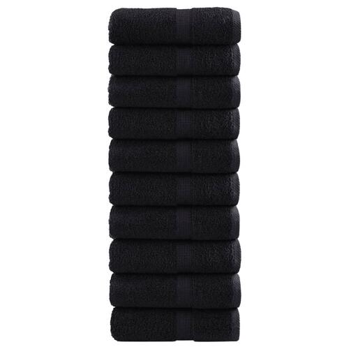 Gæstehåndklæder 10 stk. Premium 30x50 cm 100 % bomuld sort