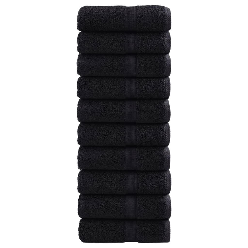 Gæstehåndklæder 10 stk. Premium 30x50 cm 100 % bomuld sort