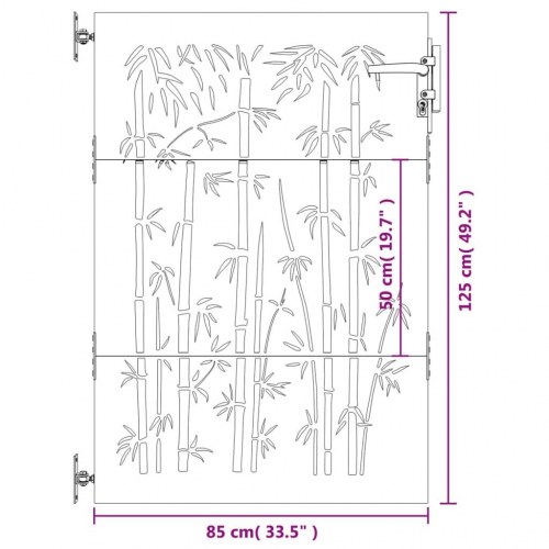 Havelåge 85 × 125 cm i cortenstål - bambusdesign