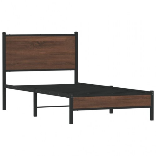 Sengeramme 75 x 190 cm i metal - brun egetræ