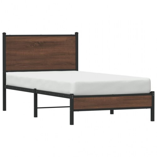 Sengeramme 75 x 190 cm i metal - brun egetræ