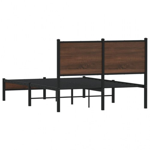 Sengeramme i metal 120 x 190 cm - brun egetræsfarve