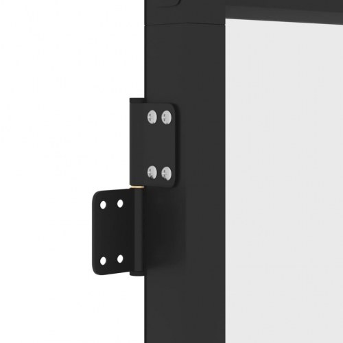 Glasdør 76×201,5 cm - hærdet glas og sort aluminium, mat