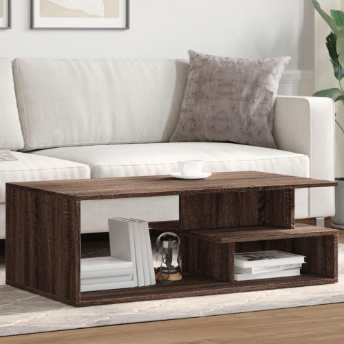 Sofabord 102x55x35 cm konstrueret træ brun egetræsfarve
