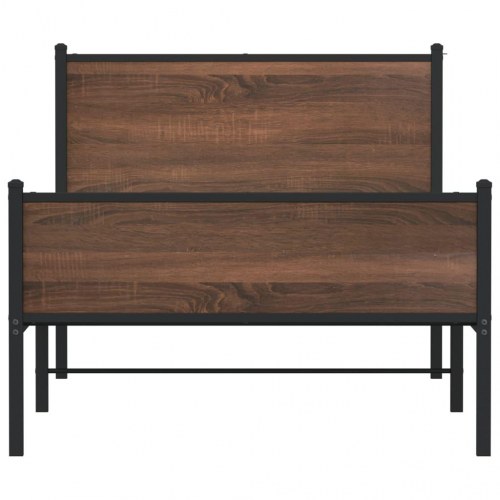 Sengeramme 100 x 190 cm i metal - brun egetræsfarve