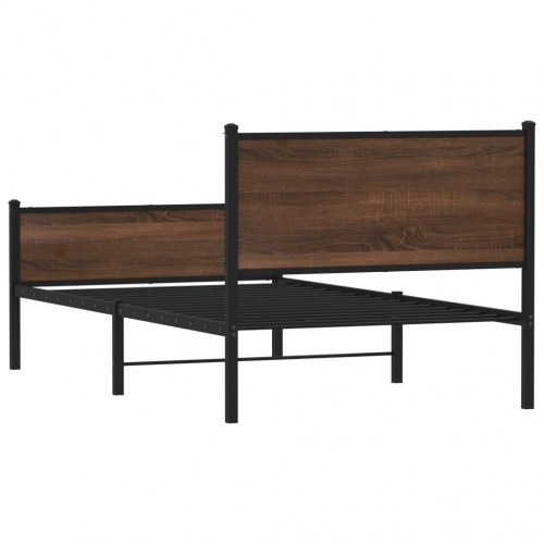 Sengeramme 100 x 190 cm i metal - brun egetræsfarve