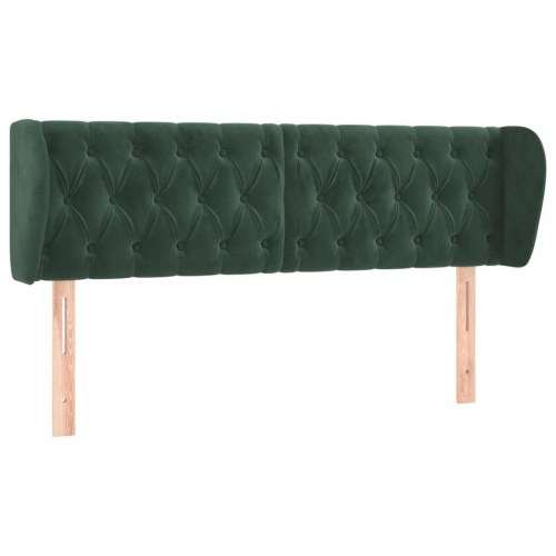 Sengegavl med kanter 147 x 23 x 78/88 cm fløjl - mørkegrøn