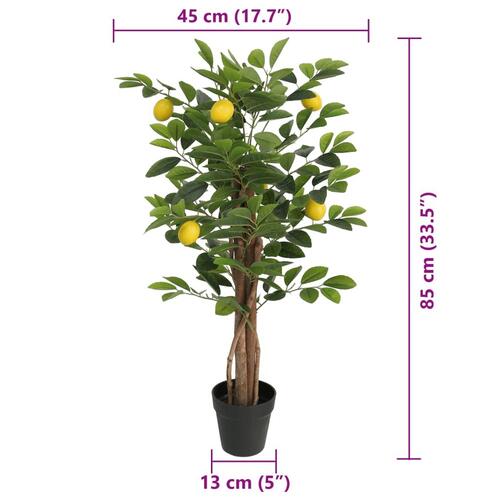 Kunstigt citrontræ med 3 stammer 85 cm PP grøn