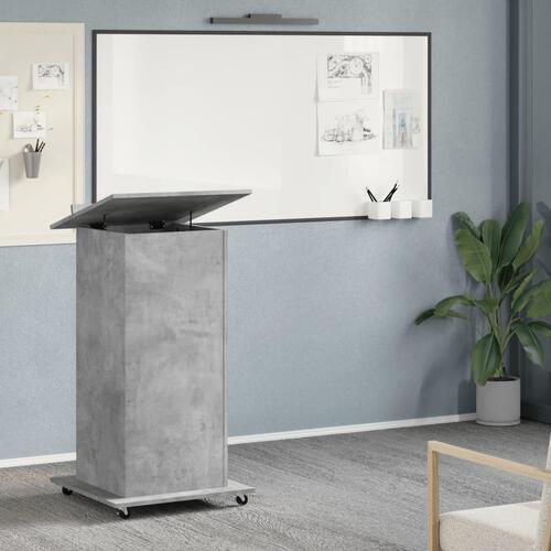Talerstol med hjul skuffe 55x55x107 cm konstrueret træ betongrå