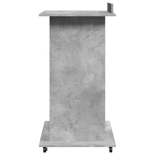 Talerstol med hjul skuffe 55x55x107 cm konstrueret træ betongrå