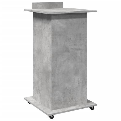 Talerstol med hjul skuffe 55x55x107 cm konstrueret træ betongrå