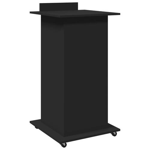 Talerstol med hjul og skuffe 55x55x107 cm konstrueret træ sort