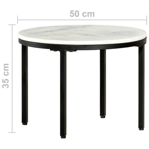 Sofabord Ø 50 cm ægte massivt marmor hvid og sort