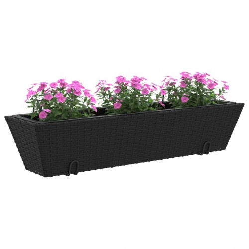 Plantekasser med kroge 2 stk. polyrattan sort