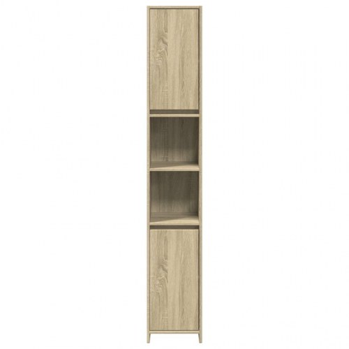 Badeværelsesskab 30×30×183,5 cm - konstrueret træ, sonoma-eg