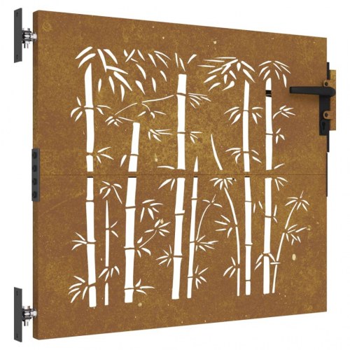 Havelåge i cortenstål 85×75 cm - bambusdesign, låsbar