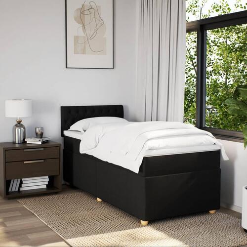 Kontinentalseng med madras 90x190 cm stof sort