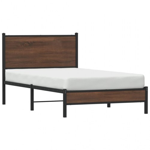 Sengeramme 107 x 203 cm i metal - brun egetræsfarve