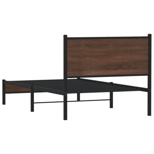 Sengeramme 107 x 203 cm i metal - brun egetræsfarve