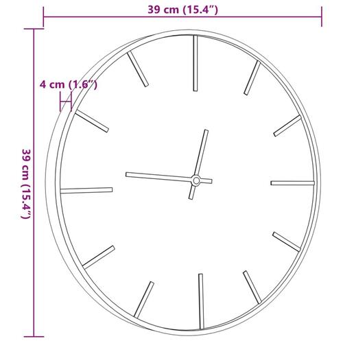 Vægur Ø39 cm jern og Konstruktions træ brun