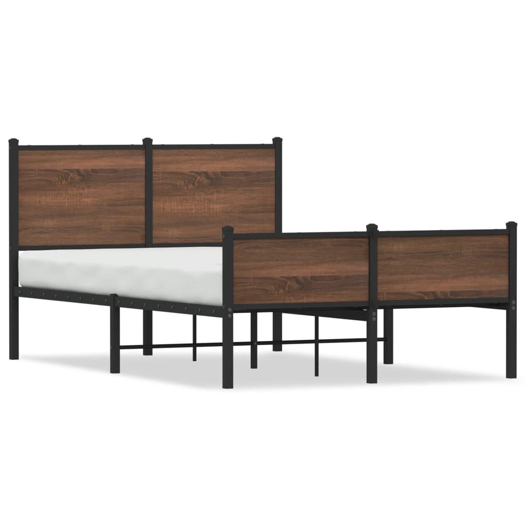 Sengeramme 120x200 cm uden madras metal brun egetræsfarve
