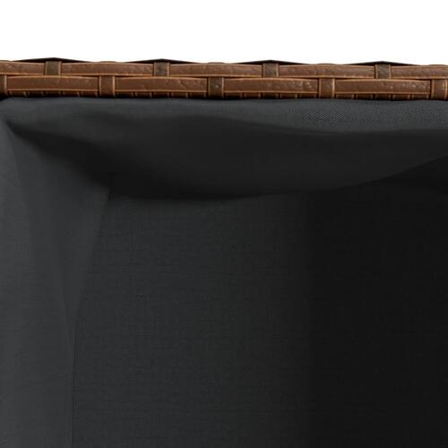 Plantekasse med hjul og 2 krukker 72x30x32 cm polyrattan brun