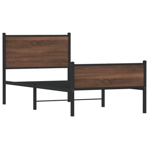 Sengeramme 75 x 190 cm i metal - brun egetræsfarve