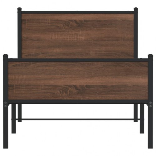Sengeramme 75 x 190 cm i metal - brun egetræsfarve