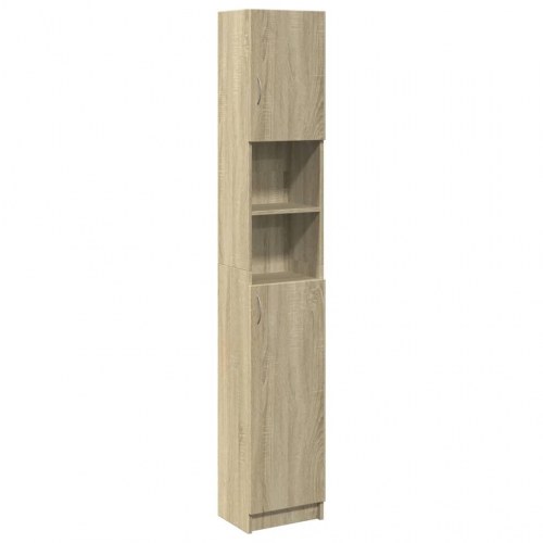 Badeværelsesskab i sonoma-eg - 32 × 25,5 × 190 cm, konstrueret træ