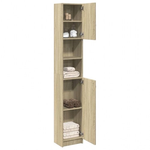 Badeværelsesskab i sonoma-eg - 32 × 25,5 × 190 cm, konstrueret træ
