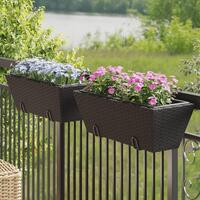 Plantekasser med kroge 2 stk. polyrattan sort