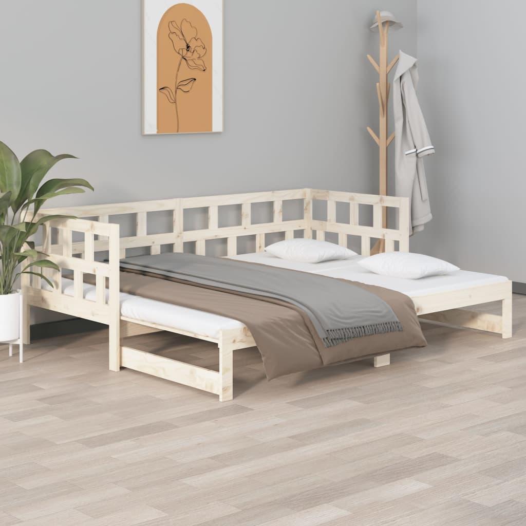 Daybed med udtræk 2x(90x200) cm massivt fyrretræ billede