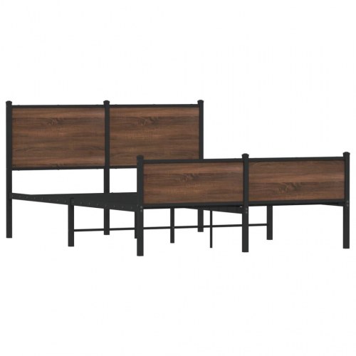 Sengeramme 140 x 190 cm i metal - brun egetræsfarve