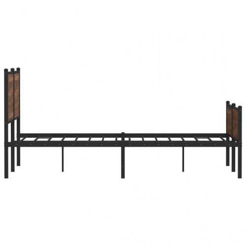 Sengeramme 140 x 190 cm i metal - brun egetræsfarve