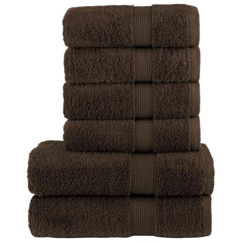 Håndklæder 6 stk. Premium 600 g/m2 100 % bomuld brun