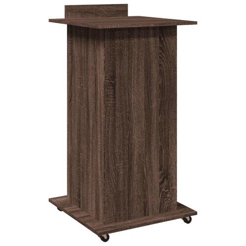 Talerstol med hjul skuffe 55x55x107 cm konstrueret træ brun eg