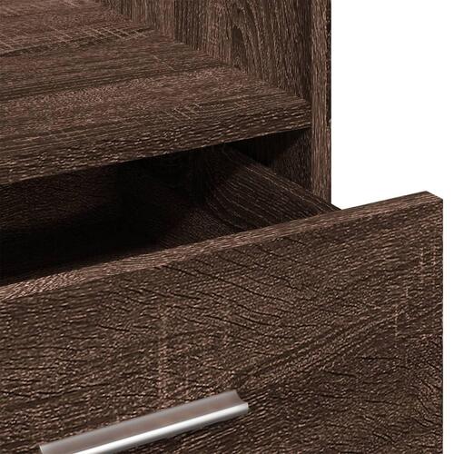 Talerstol med hjul skuffe 55x55x107 cm konstrueret træ brun eg