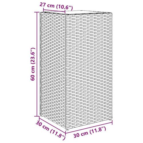 Plantekasse 30x30x60 cm polyrattan brun