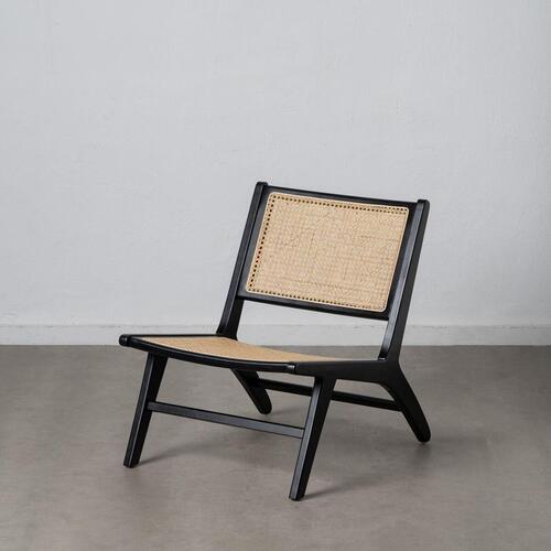 Lænestol Sort Natur Træ Rattan Gummitræ 60,5 x 73,5 x 72,5 cm