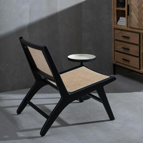 Lænestol Sort Natur Træ Rattan Gummitræ 60,5 x 73,5 x 72,5 cm