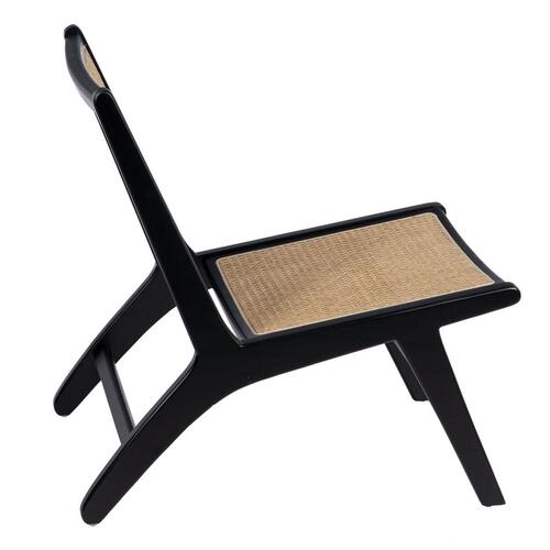 Lænestol Sort Natur Træ Rattan Gummitræ 60,5 x 73,5 x 72,5 cm