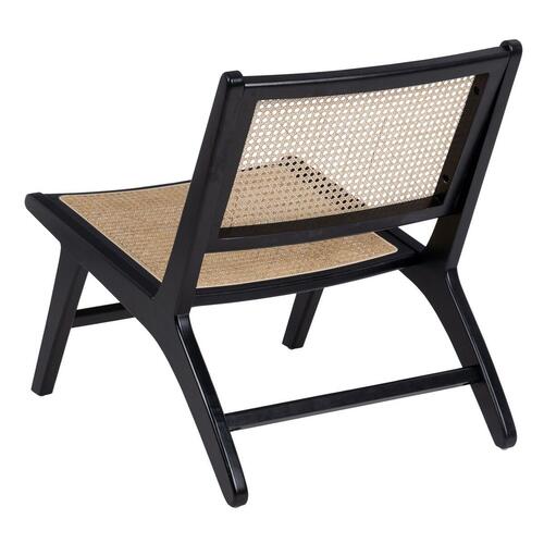 Lænestol Sort Natur Træ Rattan Gummitræ 60,5 x 73,5 x 72,5 cm