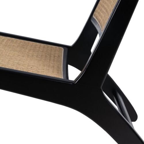 Lænestol Sort Natur Træ Rattan Gummitræ 60,5 x 73,5 x 72,5 cm
