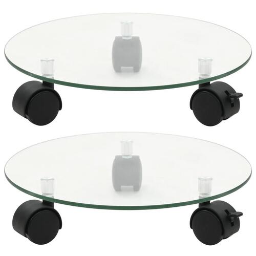 Plantevogne 2 stk. hærdet glas 28 cm rund